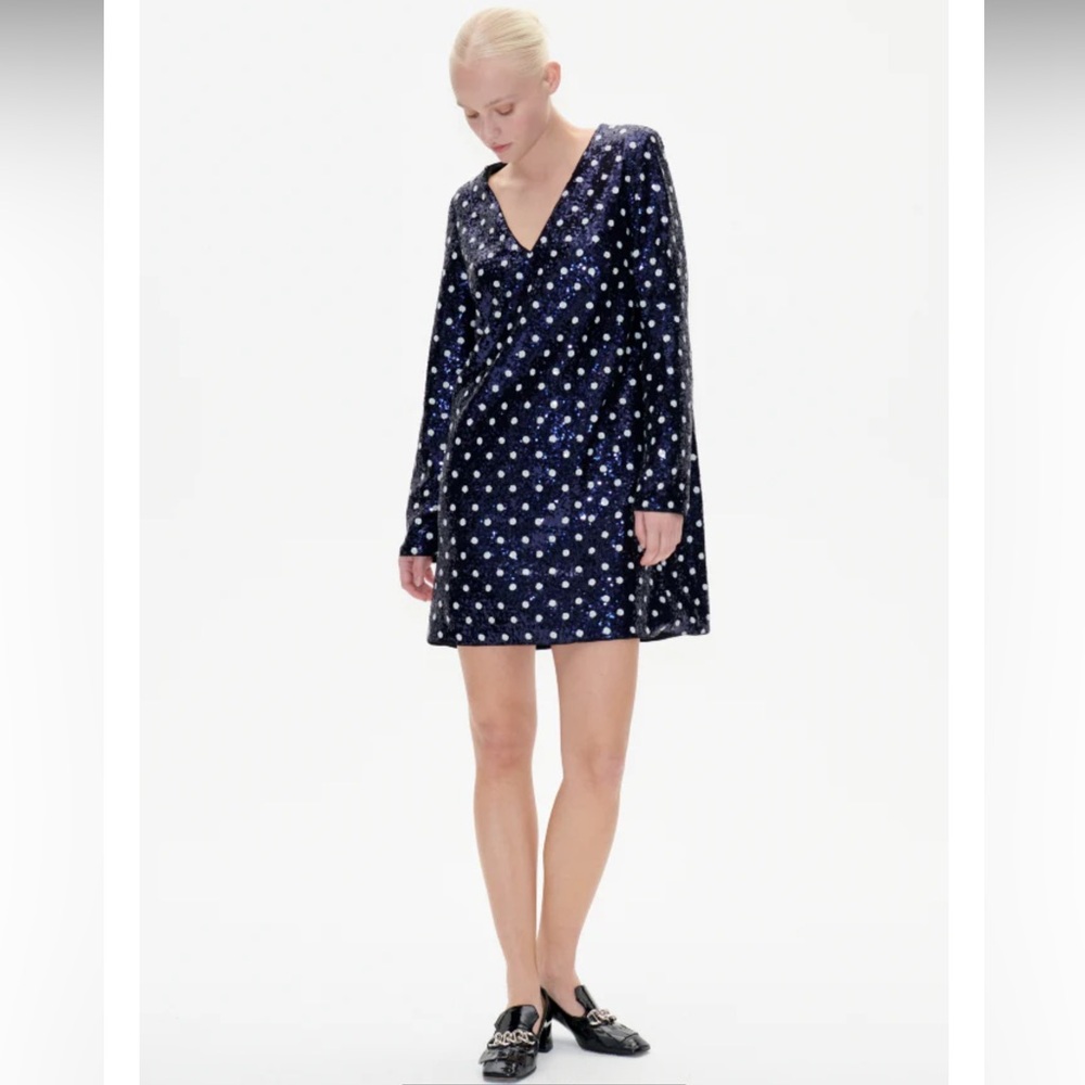 NWT Baum Und Pferdgarten Javona Shift Dress In Blue Sequin XS